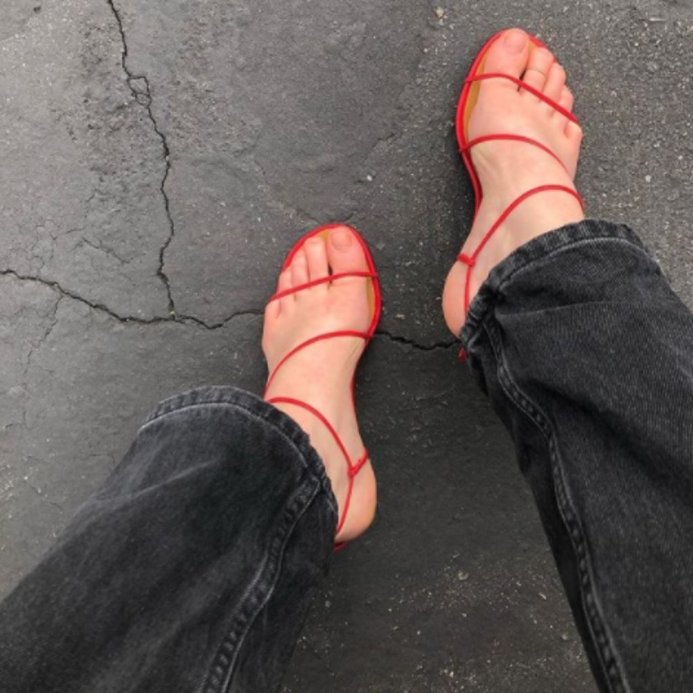 JAGGAR the Label Naked Leather Sandal in Red